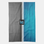 Eenvoudig monogram van twee tonnen blauw en grijze theedoek (Verticaal)