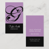 Eenvoudig Monogram Visitekaartje (Lavender) (Voorkant / Achterkant)