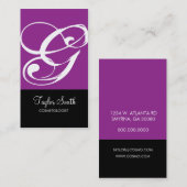 Eenvoudig Monogram Visitekaartje (Paars) (Voorkant / Achterkant)