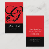 Eenvoudig Monogram Visitekaartje (rood) (Voorkant / Achterkant)