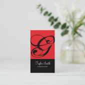 Eenvoudig Monogram Visitekaartje (rood) (Staand voorkant)