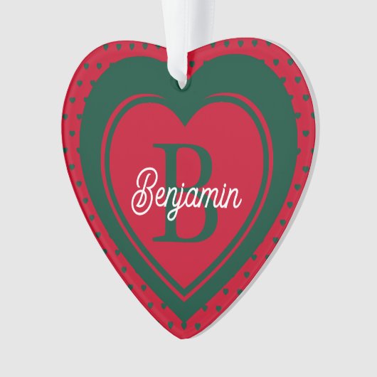 Eenvoudig monogram voor kerstmis ornament (voorkant)