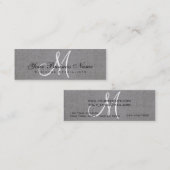Eenvoudig monogram voor kolengray Linen Mini Visitekaartje (Voorkant / Achterkant)