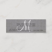 Eenvoudig monogram voor kolengray Linen Mini Visitekaartje (Achterkant)