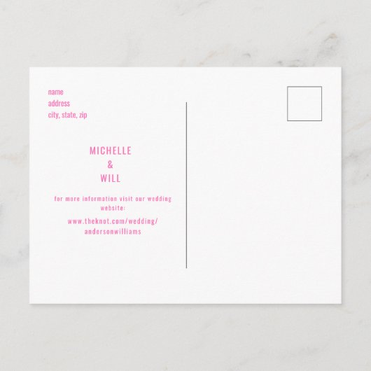 Eenvoudig Monogram warm roze huwelijk sparen Datum Aankondigingskaart (Achterkant)