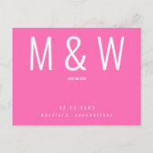 Eenvoudig Monogram warm roze huwelijk sparen Datum Aankondigingskaart (Voorkant)