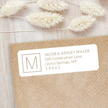 Eenvoudig Monogram wit en Kraft Beige Retouradres