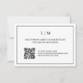 Eenvoudig Monogram Wit QR Code Bruiloft RSVP Kaart (Voorkant)