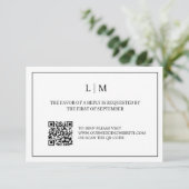 Eenvoudig Monogram Wit QR Code Bruiloft RSVP Kaart (Staand voorkant)