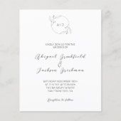 Eenvoudig Monogram Wreatbudget Wedding Uitnodiging (Voorkant)