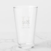 Eenvoudig Monogram Zwart Beige Bier Glas (Achterkant)