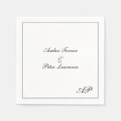 Eenvoudig monogram zwart en wit elegant huwelijk servet (Voorkant)