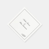 Eenvoudig monogram zwart en wit elegant huwelijk servet (Hoek)