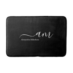 Eenvoudig Monogram zwart en wit Minimalistisch Sti Badmat