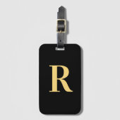 Eenvoudig monogram zwart goud bagagelabel (Voorkant (verticaal))