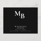 Eenvoudig Monogram zwart huwelijk sparen de Datum Aankondigingskaart (Voorkant)