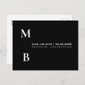 Eenvoudig Monogram zwart huwelijk sparen de Datum Briefkaart (Voorkant / Achterkant)