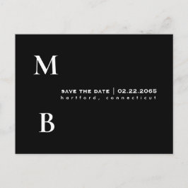 Eenvoudig Monogram zwart huwelijk sparen de Datum Briefkaart