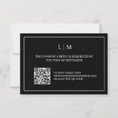 Eenvoudig Monogram Zwart QR Code Bruiloft RSVP Kaa Bedankkaart (Voorkant)