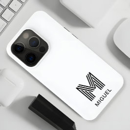 Eenvoudig Monogram Zwart-wit budget iPhone 15 Pro Max Hoesje