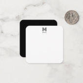 Eenvoudig Monogram Zwart-wit budget Notitiekaartje (Voorkant / Achterkant in situ)