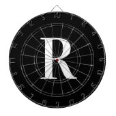 Eenvoudig monogram zwart-wit dartbord (Voorkant)