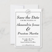 Eenvoudig Monogram Zwart-wit Foto De datum opslaan Save The Date (Voorkant)