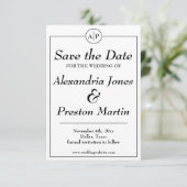 Eenvoudig Monogram Zwart-wit Foto De datum opslaan Save The Date (Staand voorkant)