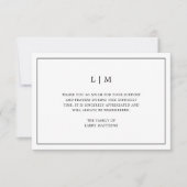 Eenvoudig monogram zwart-wit Funeral Sympathie Bedankkaart (Voorkant)