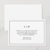 Eenvoudig monogram zwart-wit Funeral Sympathie Bedankkaart (Voorkant / Achterkant)