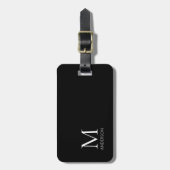 Eenvoudig Monogram Zwart-wit Naam Bagagelabel (Voorkant verticaal)