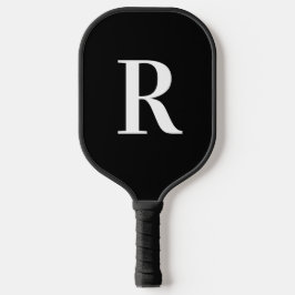 Eenvoudig monogram zwart-wit pickleball paddle