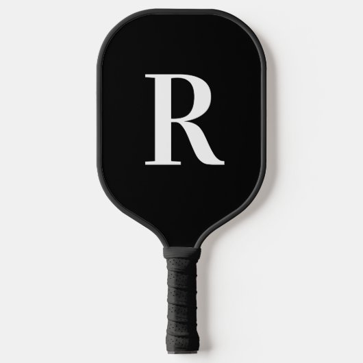 Eenvoudig monogram zwart-wit pickleball paddle (Voorkant)