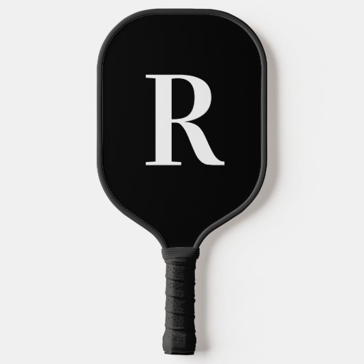 Eenvoudig monogram zwart-wit pickleball paddle (Achterkant)