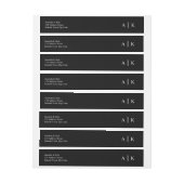 Eenvoudig monogram zwart-wit retouradres (Vel)