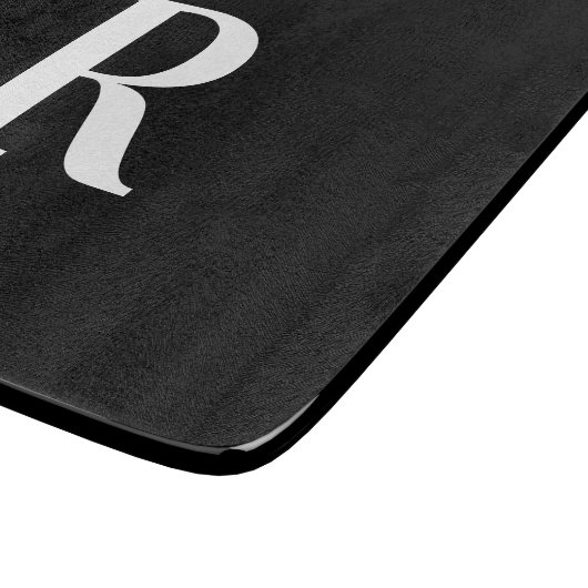 Eenvoudig monogram zwart-wit snijplank (Hoek)