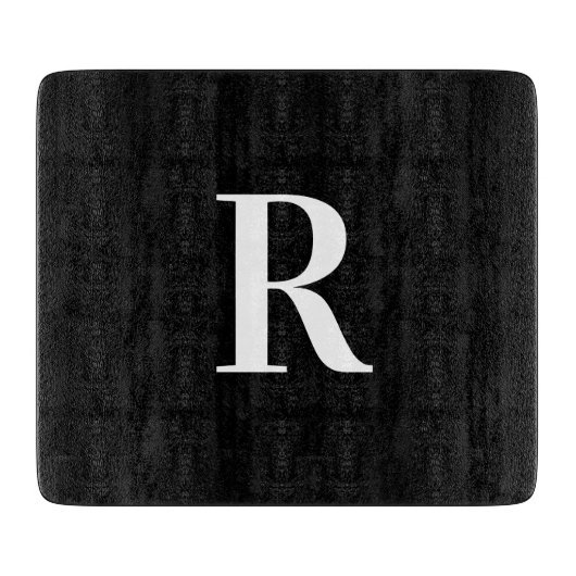 Eenvoudig monogram zwart-wit snijplank (Voorkant)
