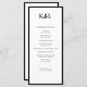 Eenvoudig Monogram Zwart-Wit Trouwprogramma Programmakaart (Voorkant / Achterkant)