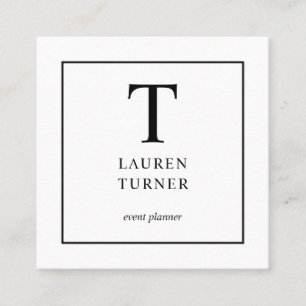 Eenvoudig Monogram zwart-wit Vierkante Visitekaartje