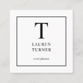 Eenvoudig Monogram zwart-wit Vierkante Visitekaartje (Voorkant)