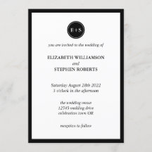 Eenvoudig Monogram | Zwarte en witte bruiloft