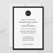Eenvoudig Monogram | Zwarte en witte bruiloft Kaart (Voorkant)