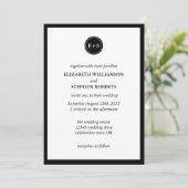 Eenvoudig Monogram | Zwarte en witte bruiloft Kaart (Staand voorkant)