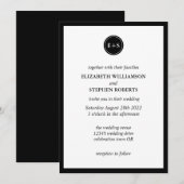 Eenvoudig Monogram | Zwarte en witte bruiloft Kaart (Voorkant / Achterkant)