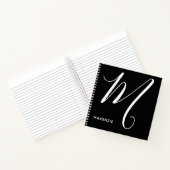 Eenvoudig Monogramed Letter M Black & White Notitieboek (Binnen)