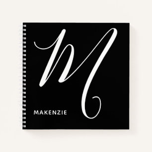 Eenvoudig Monogramed Letter M Black & White Notitieboek