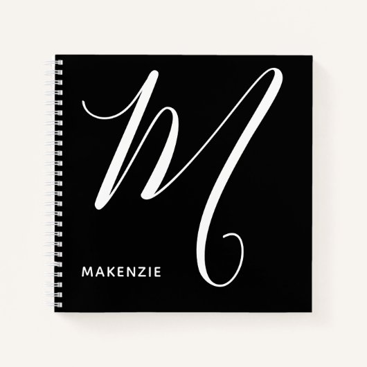 Eenvoudig Monogramed Letter M Black & White Notitieboek (Voorkant)