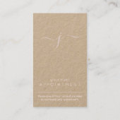 Eenvoudig Monogramed Manuscript Blush en Kraft Ver Afsprakenkaartje (Achterkant)