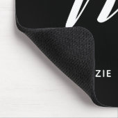 Eenvoudig Monogramed Schrijfschrift M Black & Whit Muismat (Hoek)