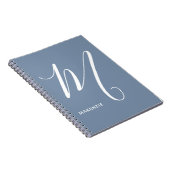 Eenvoudig Monogramed Schrijfschrift M Blue & White Notitieboek (Rechterzijde)